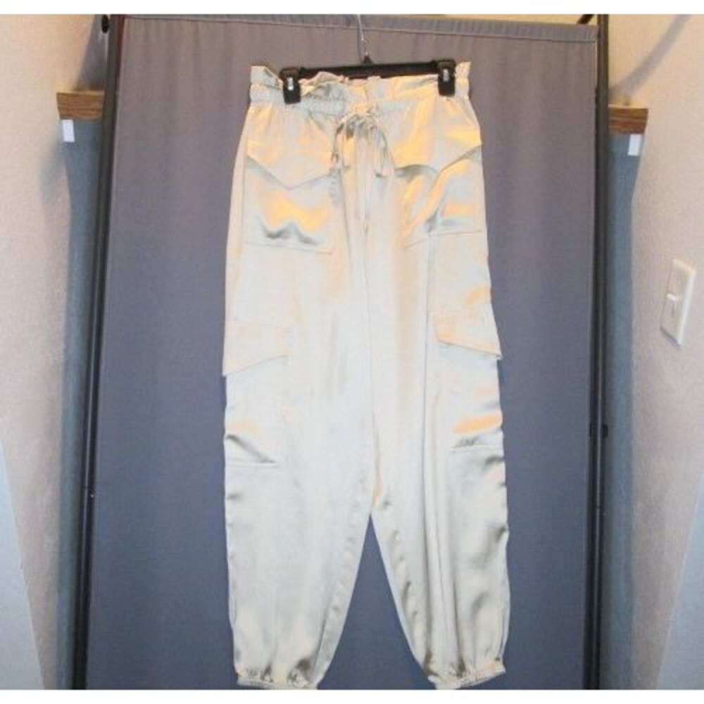 Banana Republic Women's Joggers M Medium Light Brown Satin Drawstring Pants